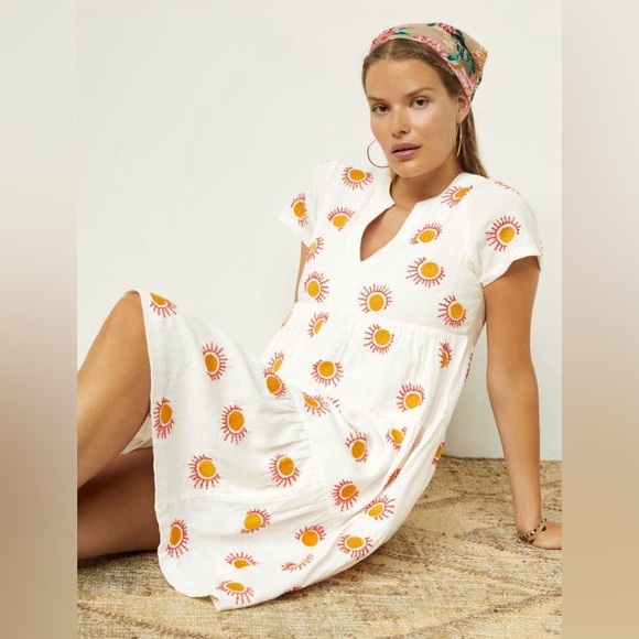 Anthropologie Maeve Sun Embroidered Tiered Dress - Picture 3 of 3